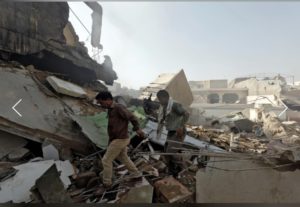 Houses brought to the ground by the crash
